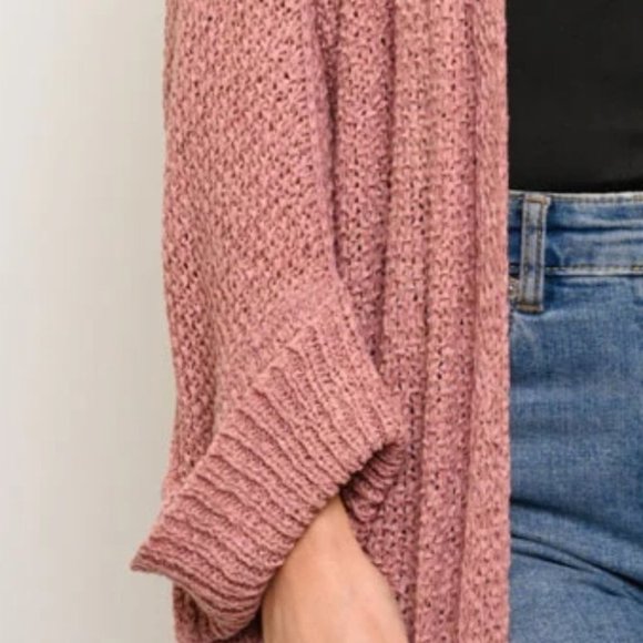 WOMEN'S LONG SLEEVE SIDE SLITS POCKETS CARDIGAN - Picture 4 of 4